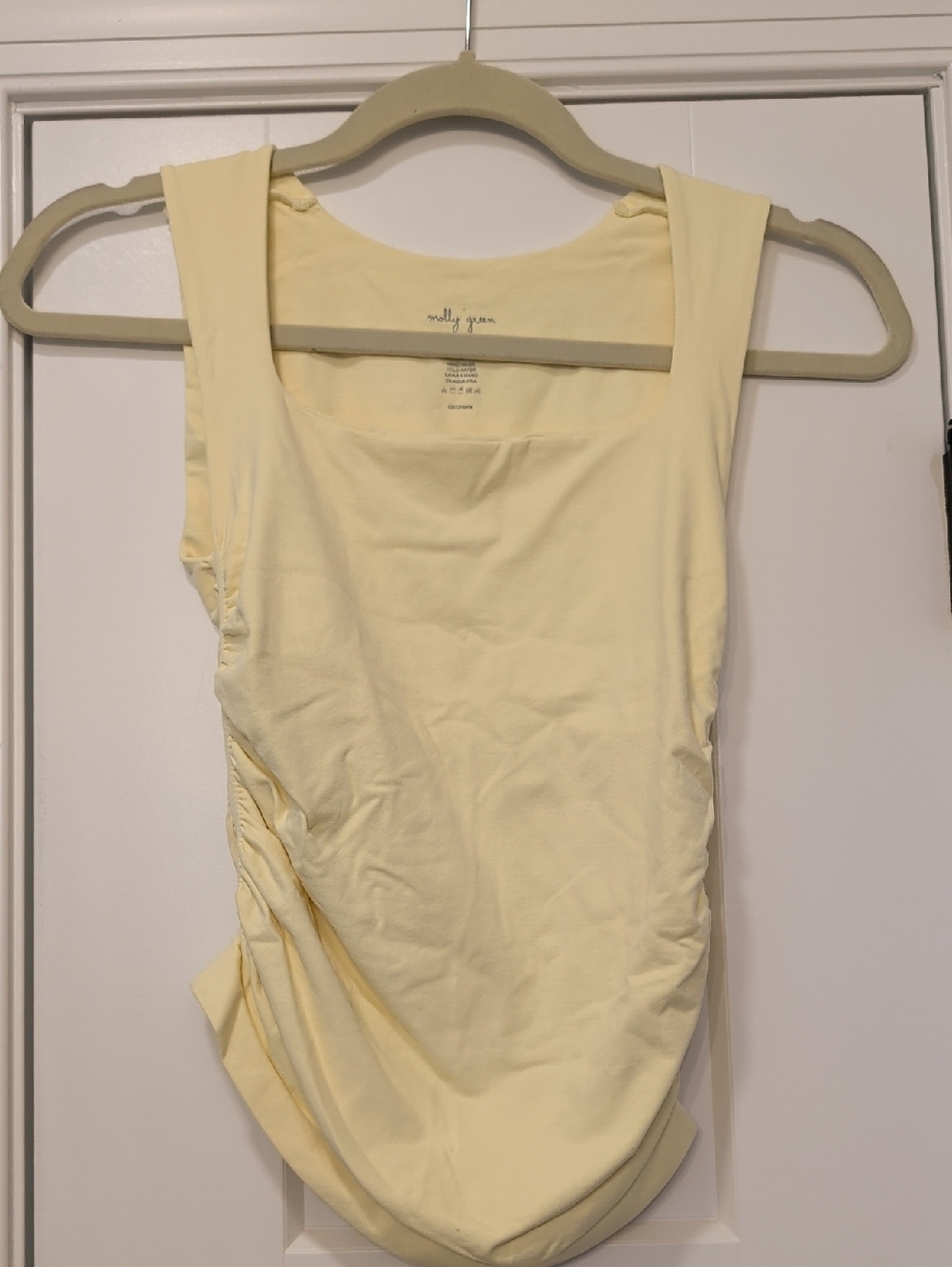 Molly Green Pale Yellow Ruched Scoop Neck Tank